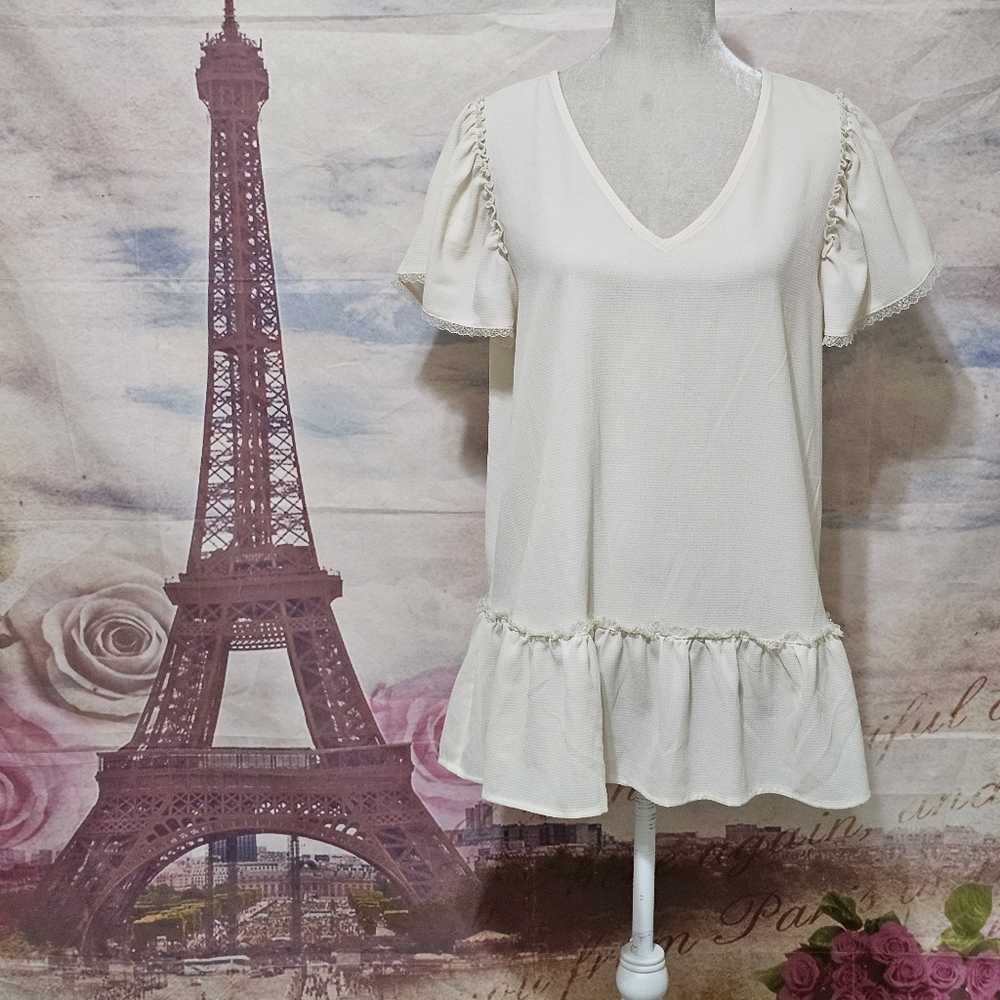 Ro & De Off-White Textured Blouse